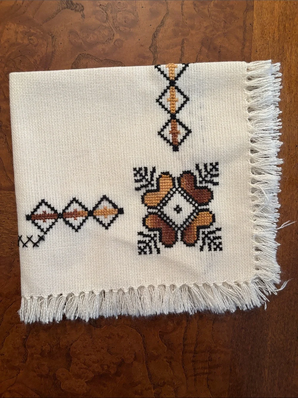 Hand stitched Decorative Napkin with fringes
